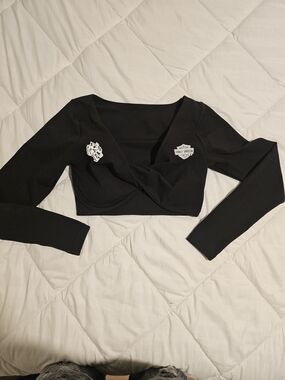 Darc Sport X Harley Davidson Black Cropped Twist Long-Sleeve